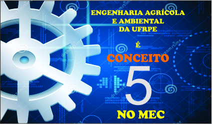 imagem com engrenagem e texto: curso engenharia agrícola e ambiental nota 5 no MEC