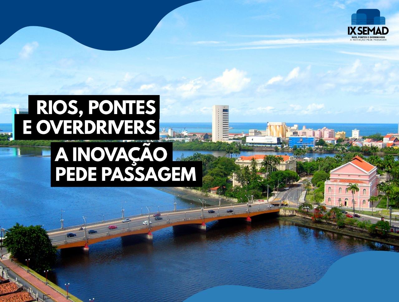 Cartaz com foto das pontes do Recife e rio Capibaribe